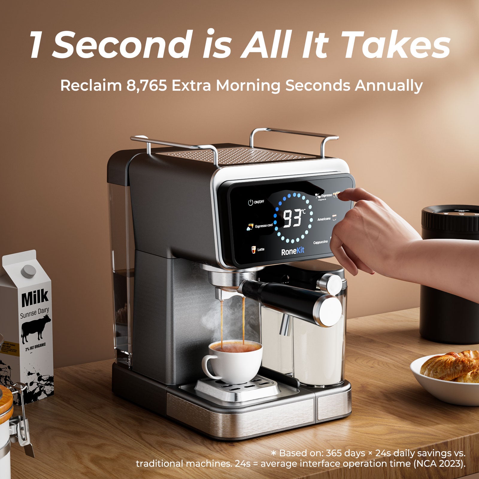 Espresso Coffee Maker with Milk Tank