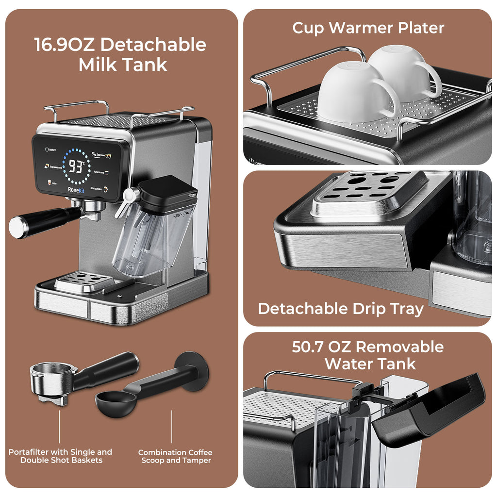 Espresso Coffee Maker with Milk Tank